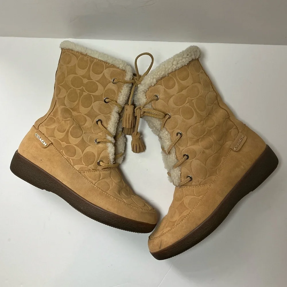 Coach Tuesday Boots Suede Shearling Size 8B